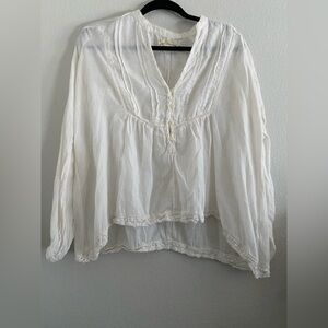 Denim And Supply Ralph Lauren Blouse Top Ivory M Boho Peasant Western